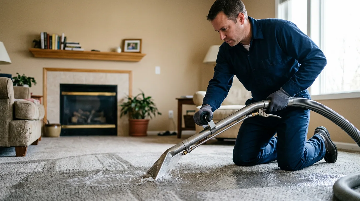 Water damage restoration technician working near Lisbon Falls, ME